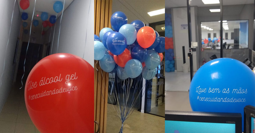 Grupo Cene espalha balões com mensagens sobre prevenção à Covid-19